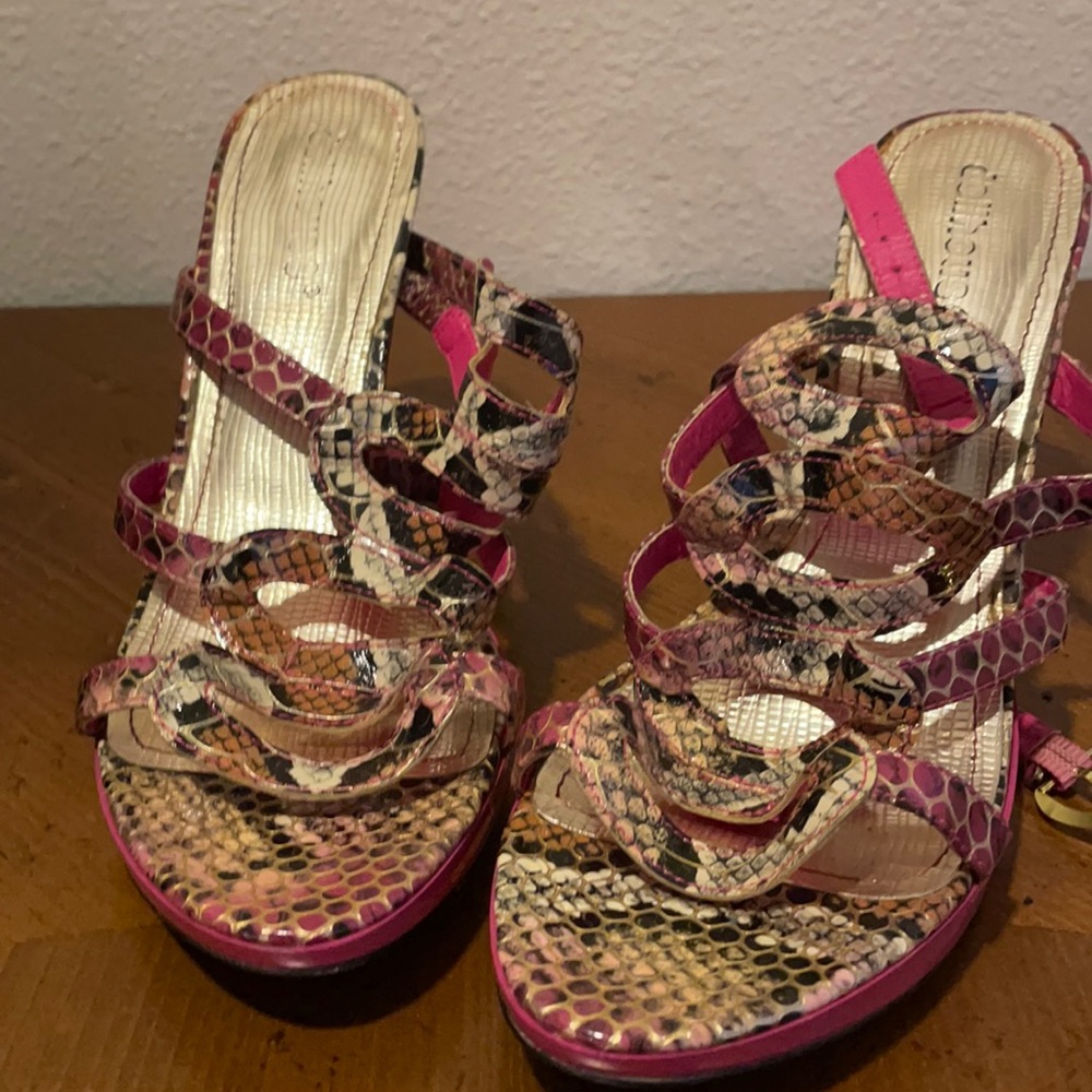 Pink and Black Snakeskin print heels